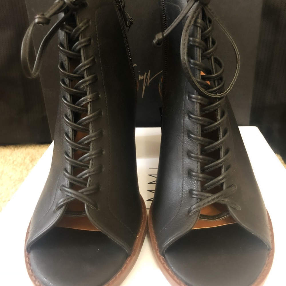 Black lace up booties